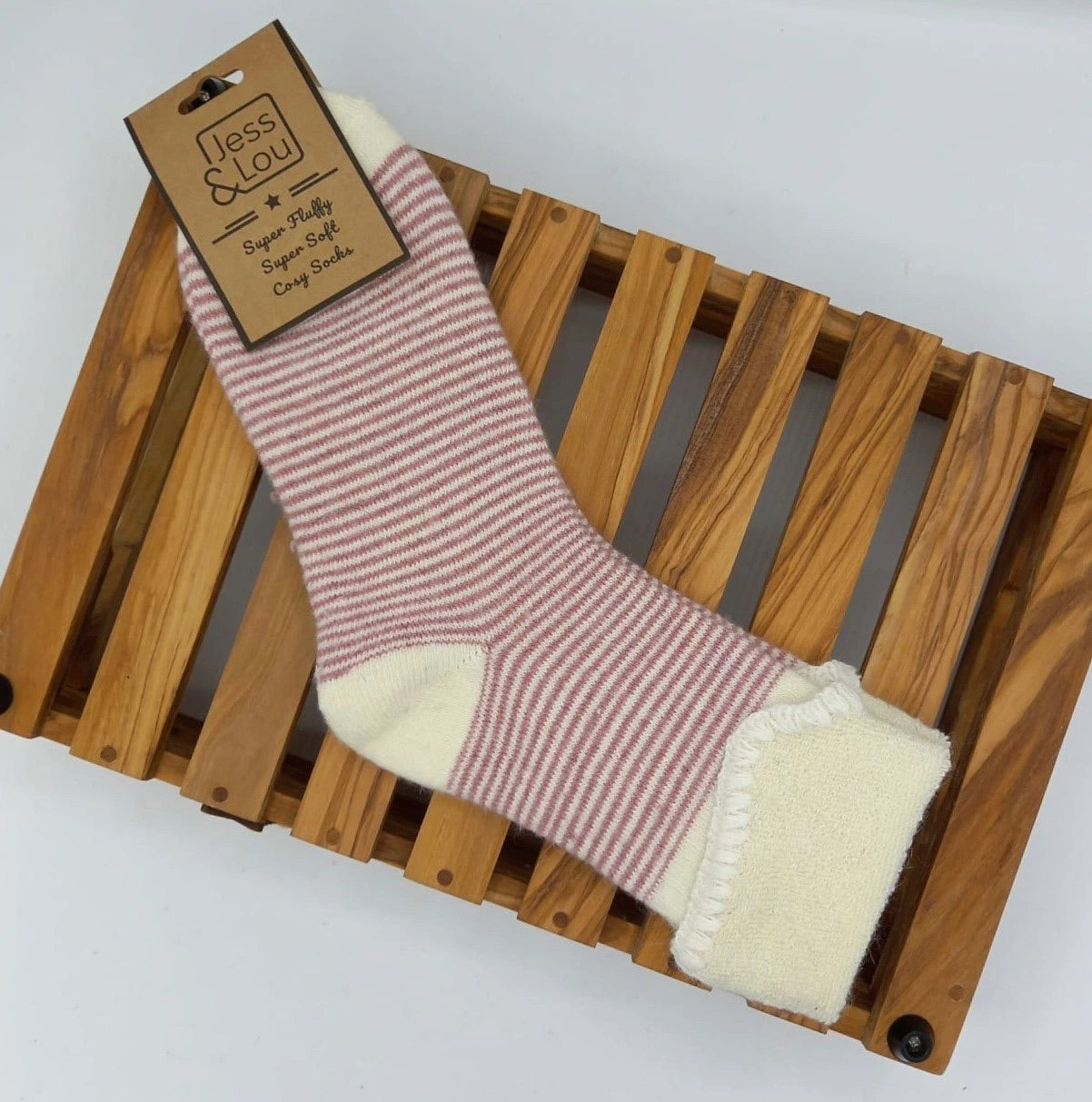 Striped Cosy Cuff Socks Pink