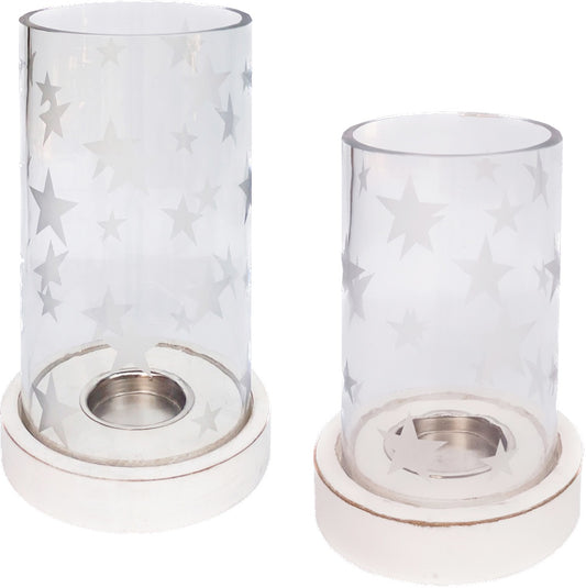 Frosted Star Pillar Candle Holders