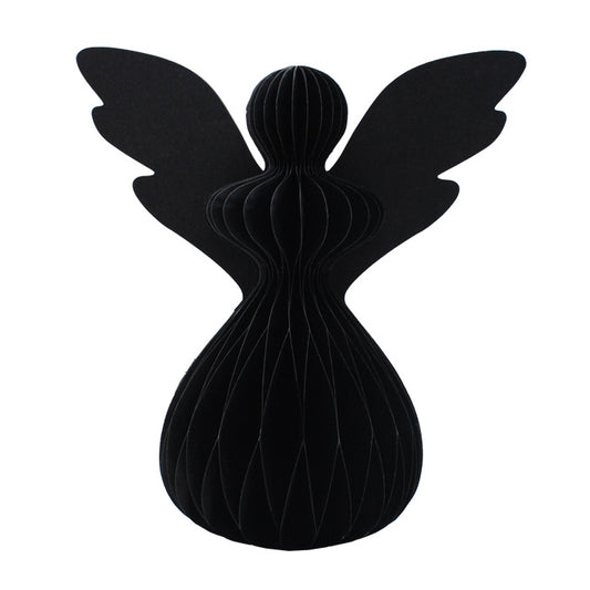 Black Honeycomb Paper Standing Angel Decoration 50cm