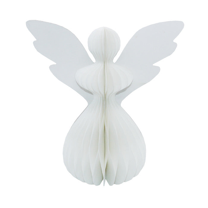 White Honeycomb Paper Standing Angel Decoration 20cm