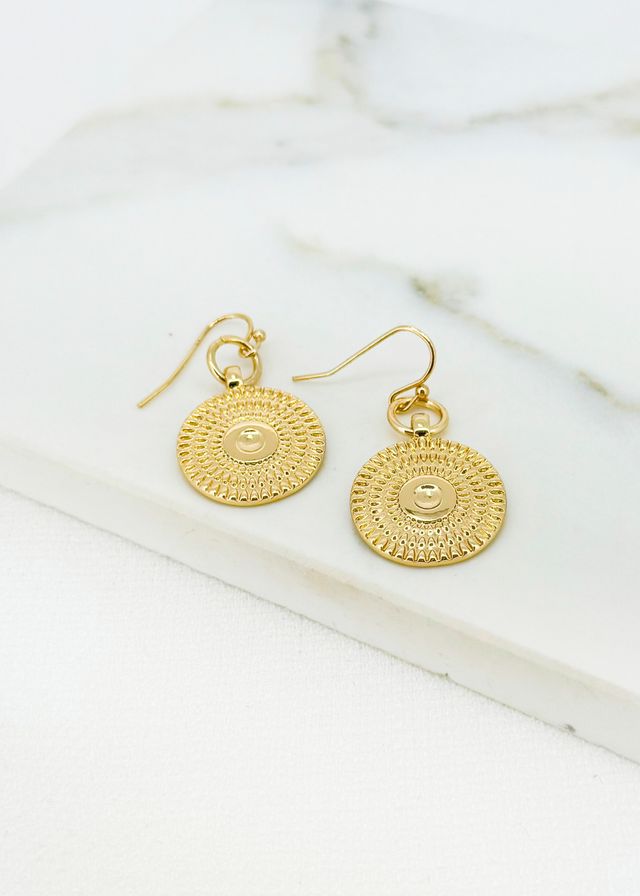 Envy Boho Disc Shaped Earrings Gold