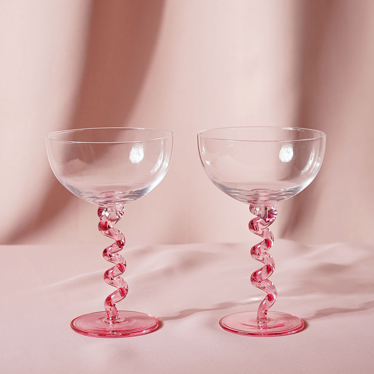 Raspberry Blossom Coupes With Wiggle Stems in a Giftbox