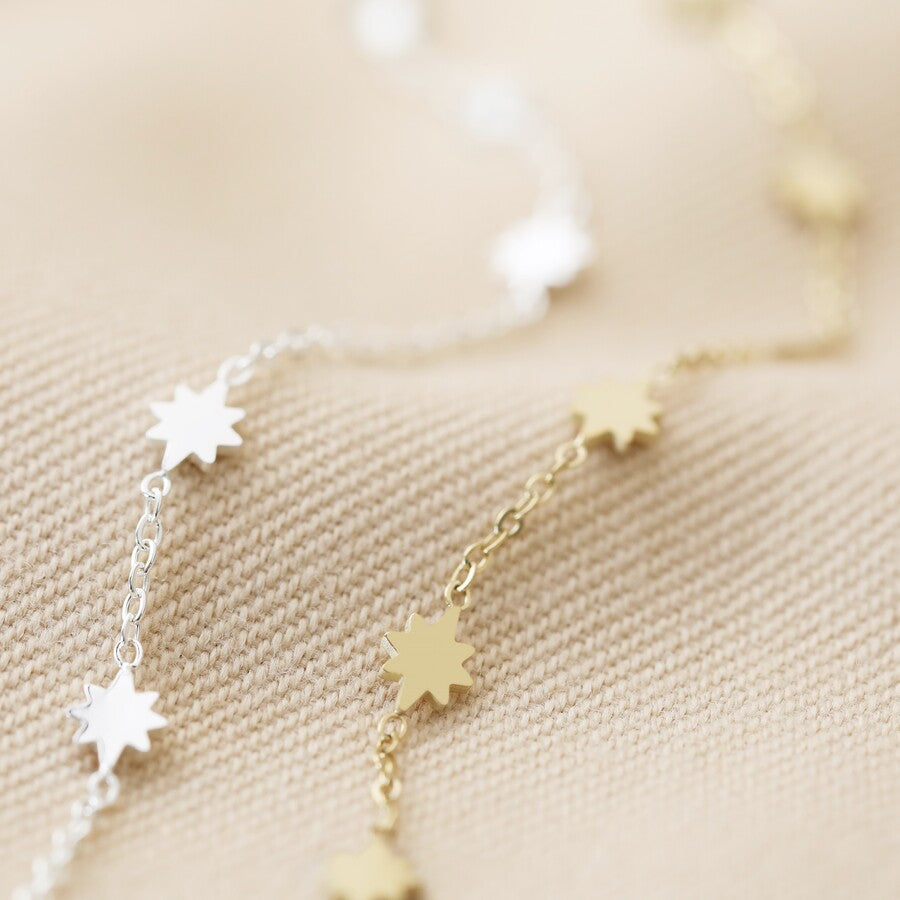 Stainless Steel Long Tiny Star Necklace in Silver