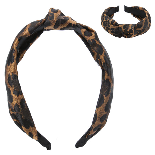 Copper Leopard Print Jacquard Headband