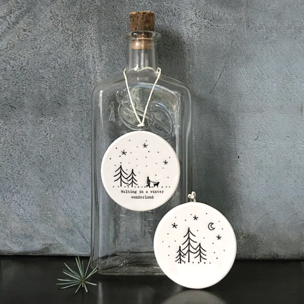 Winter Wonderland Christmas Flat Porcelain Bauble