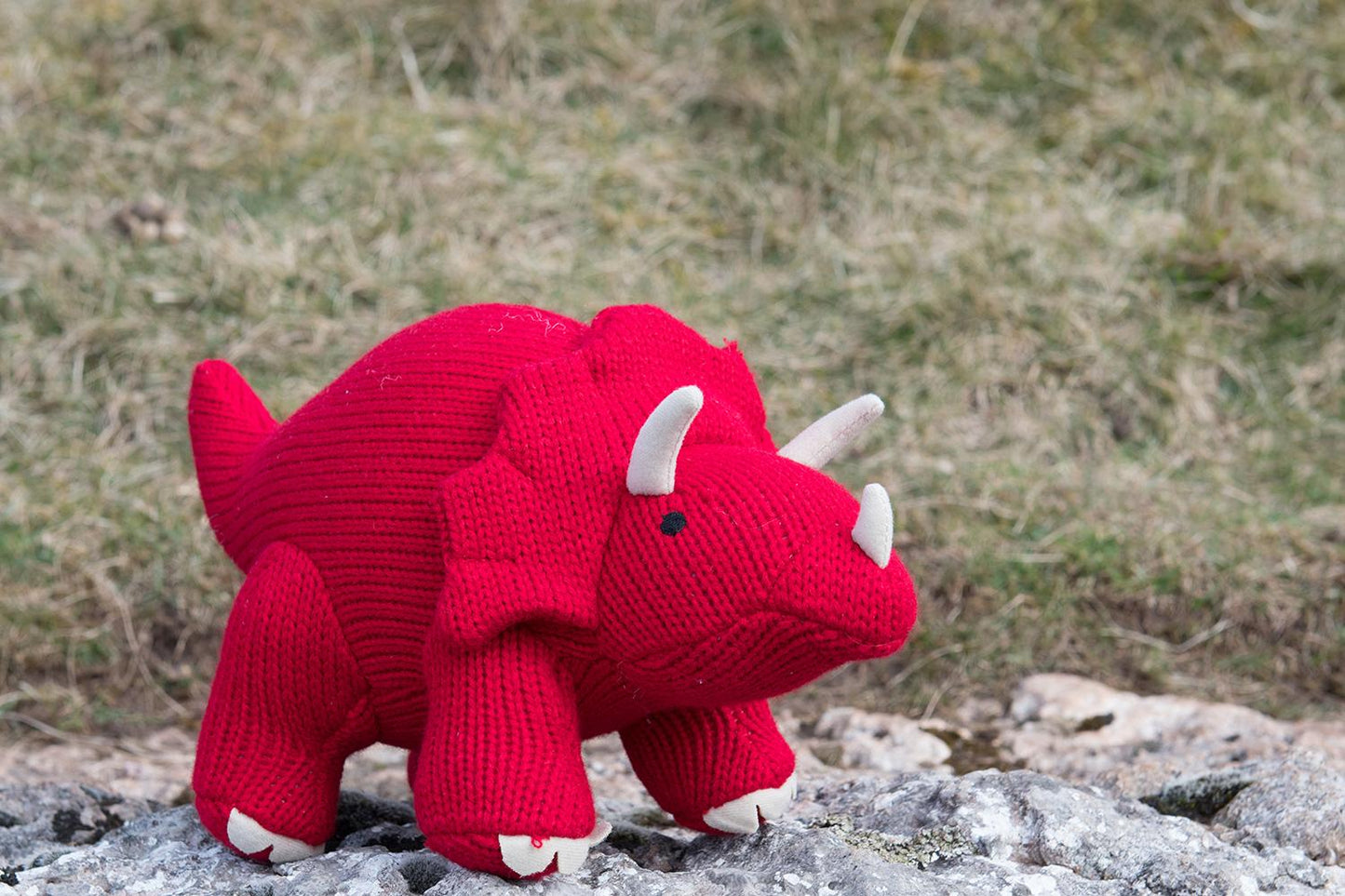 Knitted Triceratops Dinosaur Red
