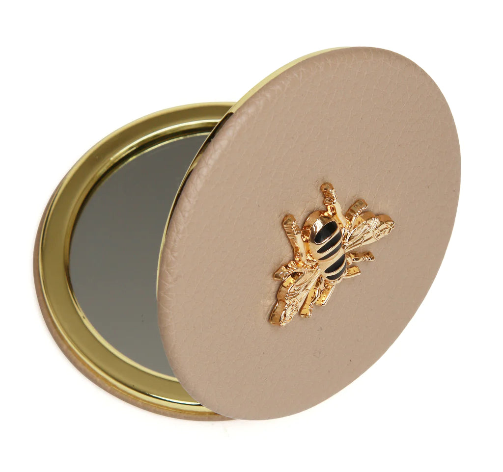 Bee Round Compact Mirror Stone