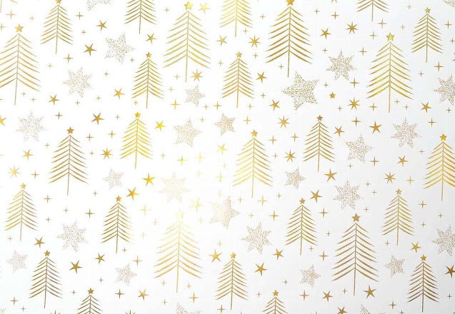 Gold Tree Luxury Metallic Christmas Flat Wrap
