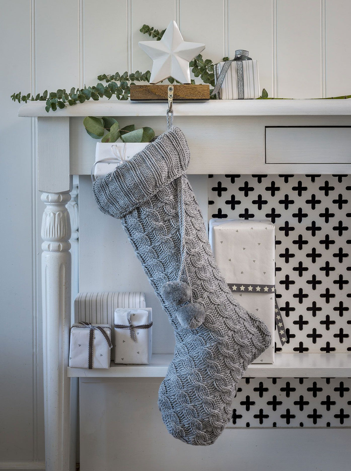 Knitted Christmas Stocking Grey