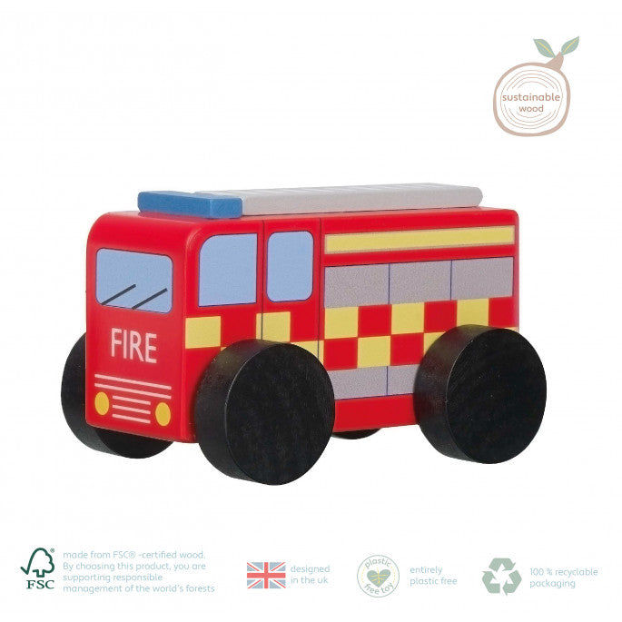 Wooden Push Along Fire Engine