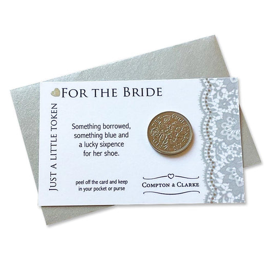 For the Bride Lucky Sixpence Pewter Pocket Charm
