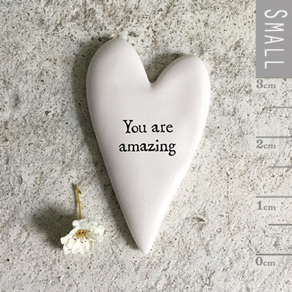 Tiny Porcelain Heart Token You are Amazing