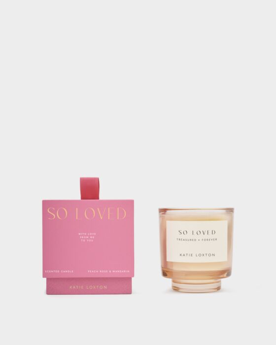 Katie Loxton Sentiment Candle ‘So Loved’ Peach Rose & Mandarin