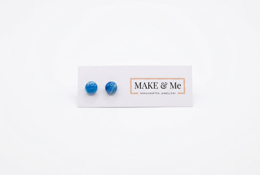 Hand Painted Dot Stud Earrings Blue