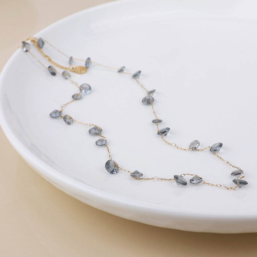 Lyra Crystal Necklace Grey