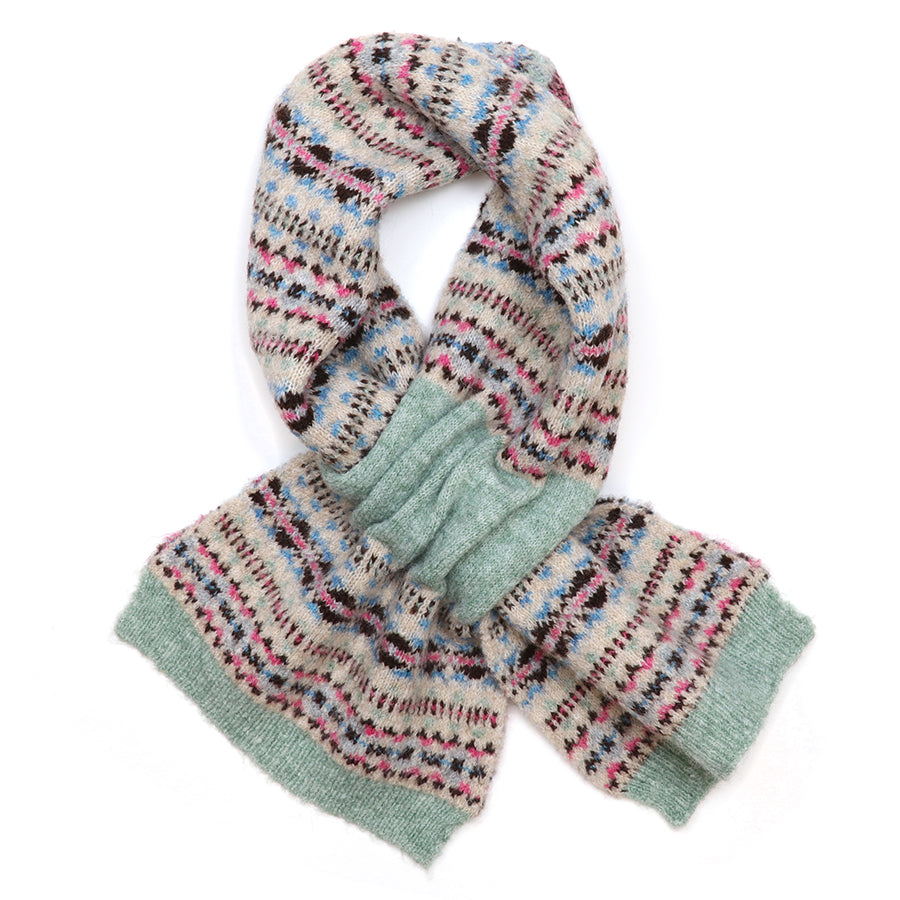 Striped Recycled Blend Pull Through Scarf Mint & Pink