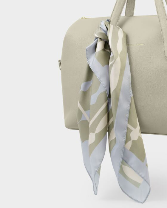 Katie Loxton Stripe Satin Multiway Scarf in Sage & Pastel Blue