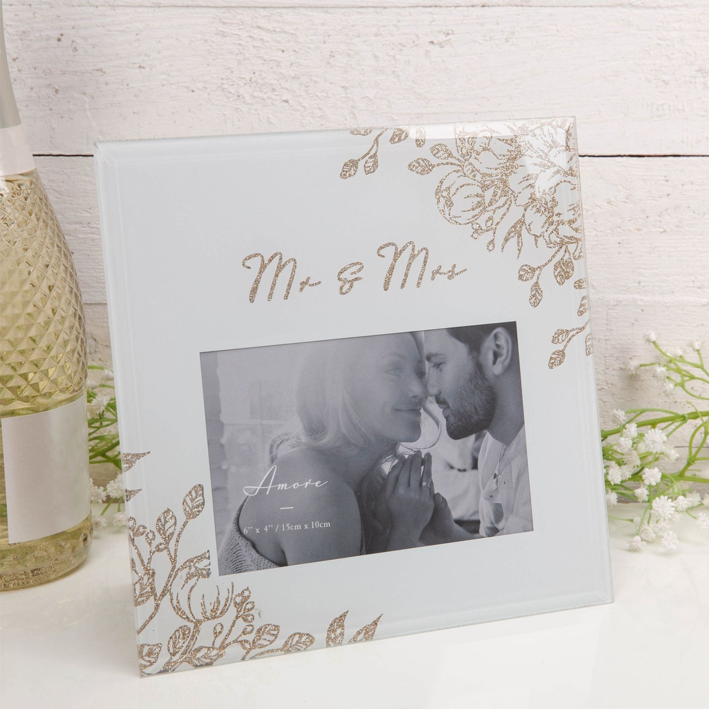 Mr & Mrs Floral Photo Frame 4”x6”