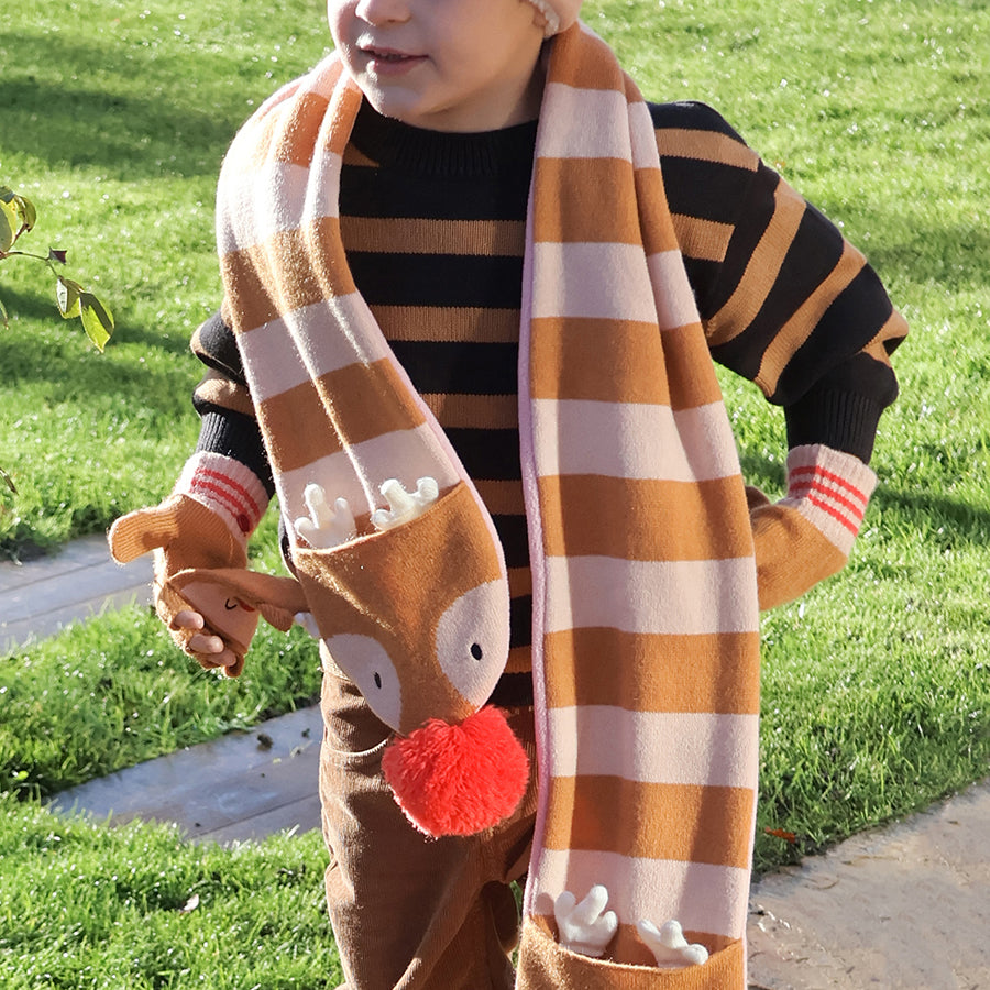 Dasher Reindeer Scarf With Pockets