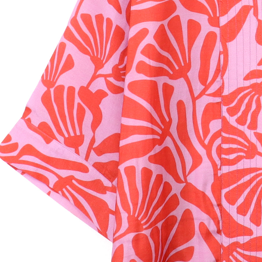 Red/ Pink Silhouette Print Kimono