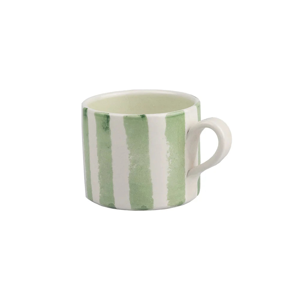 Striped Large Ceramic Mug Green
