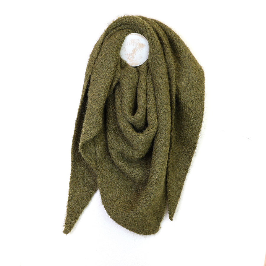 Chunky Knit Triangle Scarf Khaki
