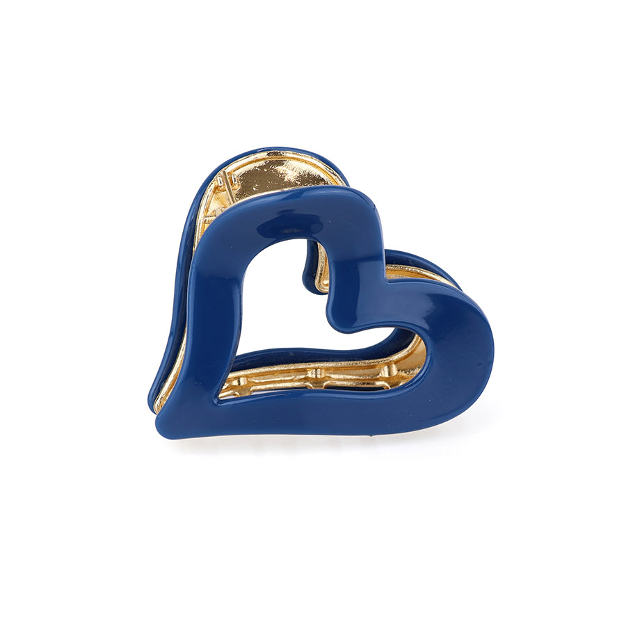 Blue & Gold Heart Claw Clip