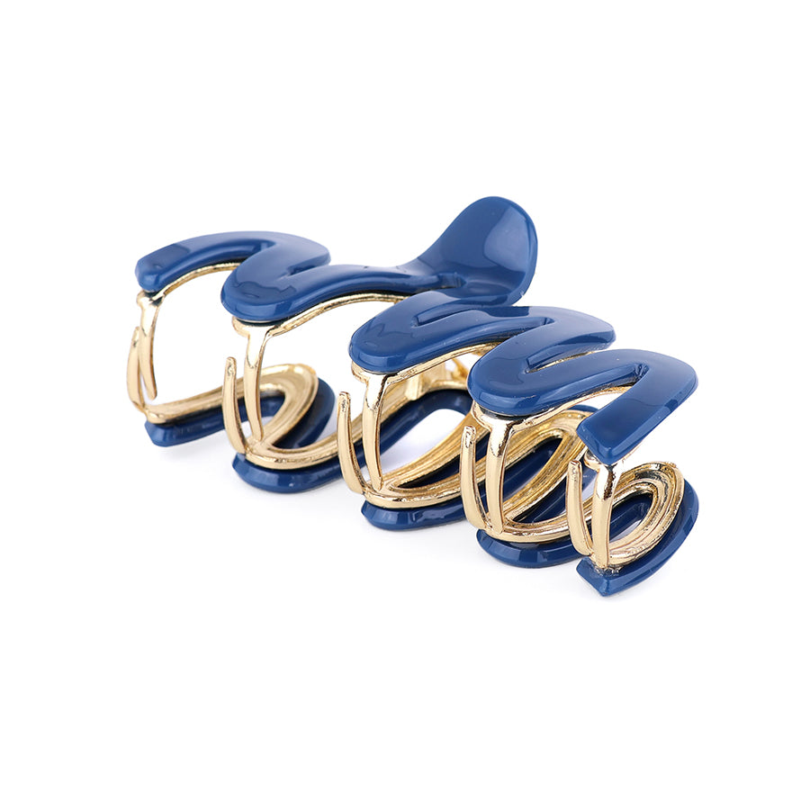 Blue & Gold Wave Claw Clip