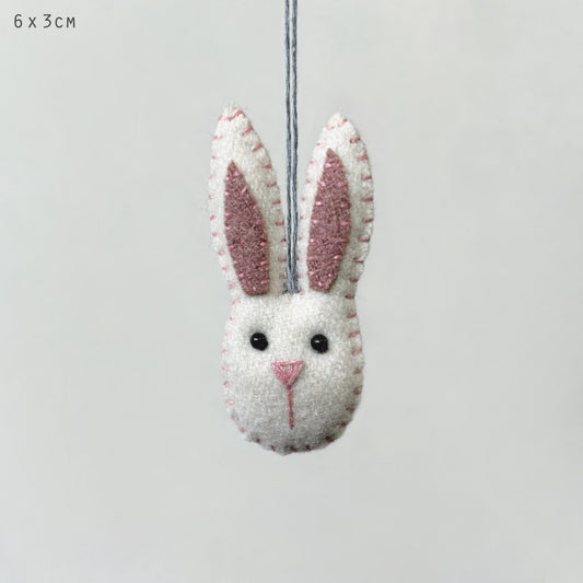 Hanging Cream Felt Rabbit Head