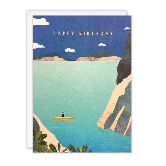 Happy Birthday Kayaking Offshore Greetings Card