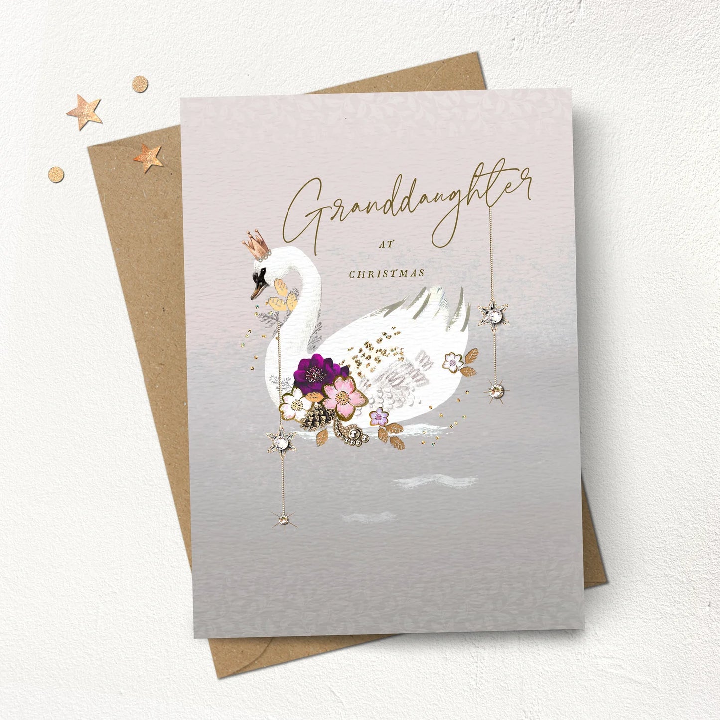 Granddaughter Swan Christmas Card