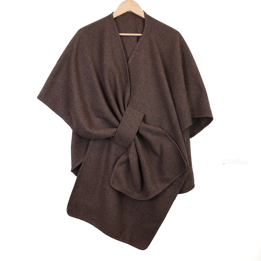 Self Tie Waist Poncho Brown