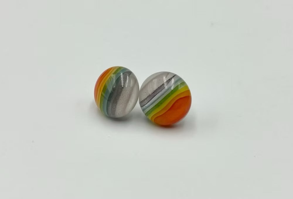 Rainbow Ripple Glass Circular Stud Earrings