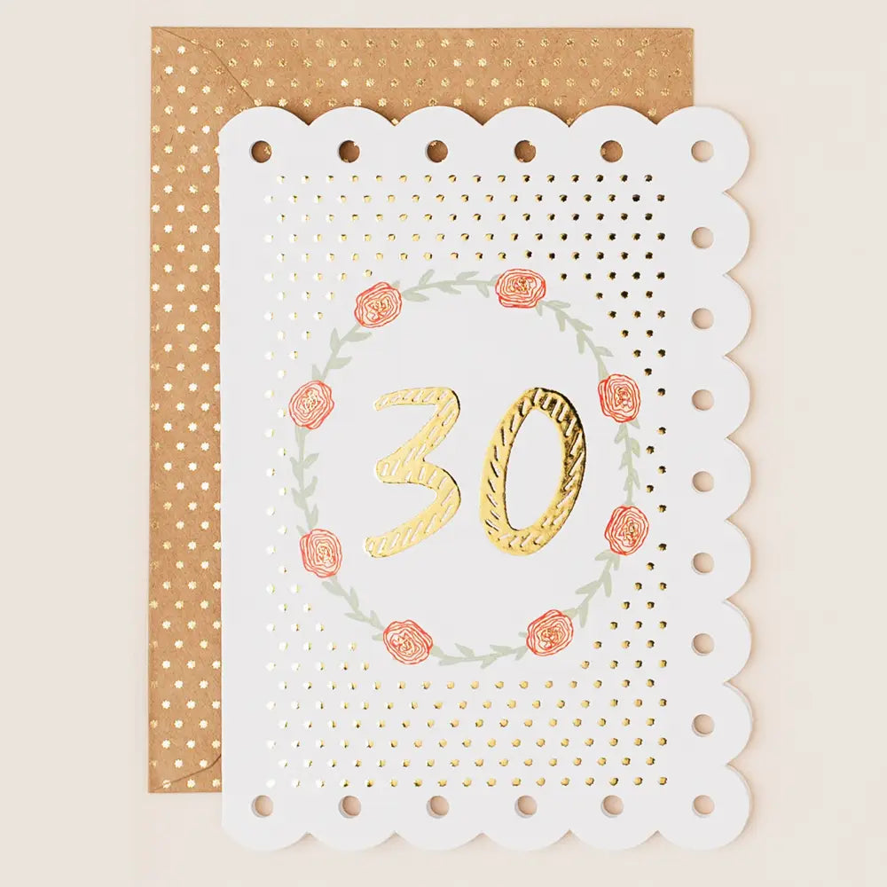 30th Birthday Floral Circle Greetings Card