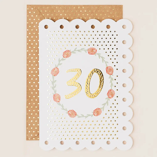 30th Birthday Floral Circle Greetings Card