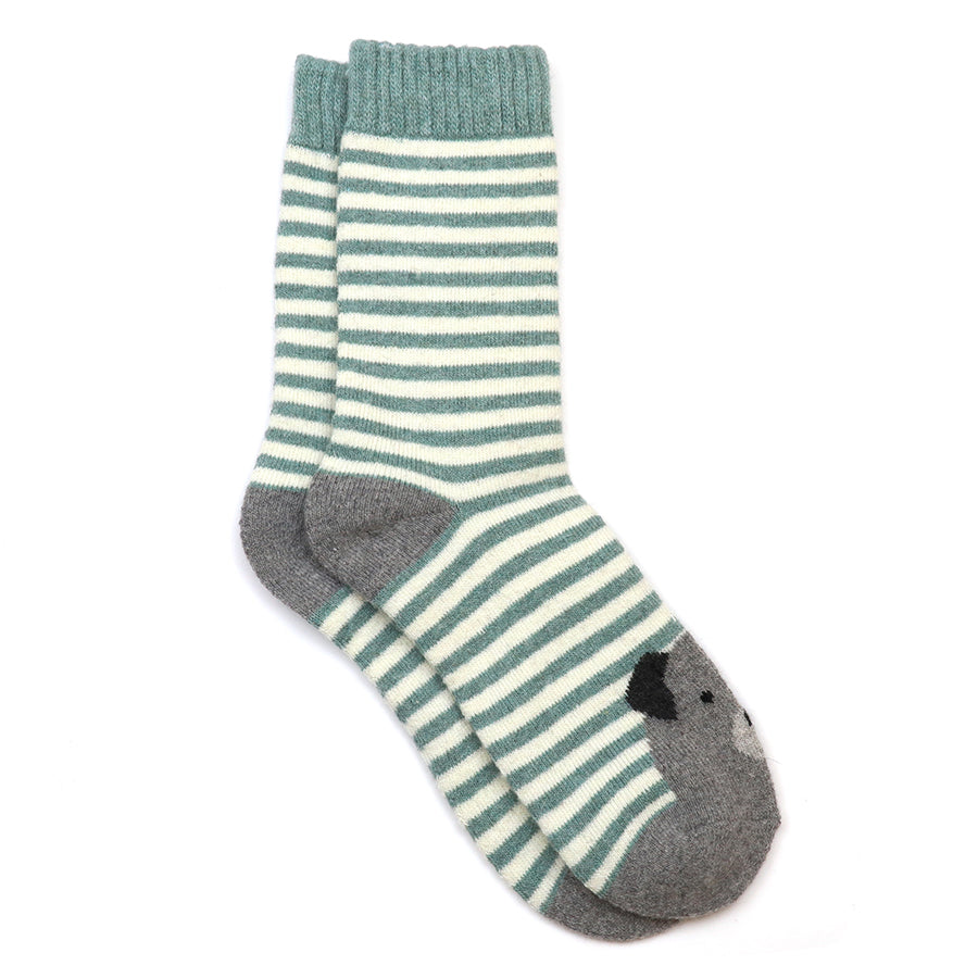 Striped Dog Socks Green