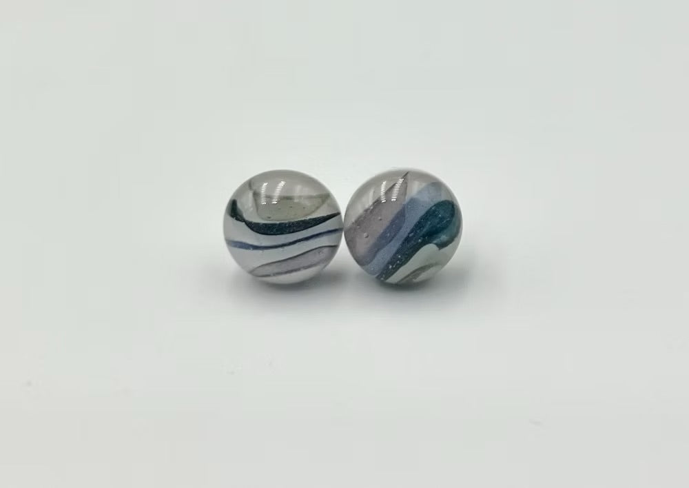 Midnight Ripple Glass Circular Stud Earrings