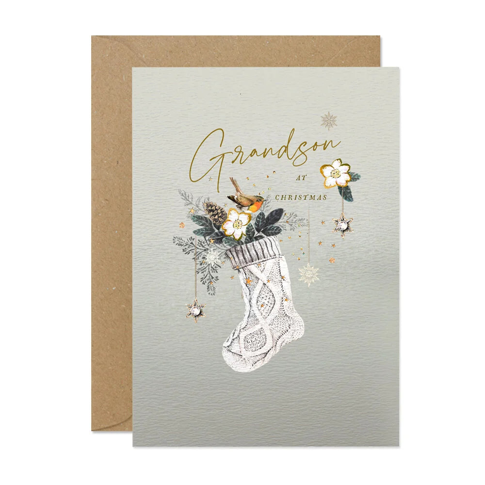 Grandson Stocking Christmas Card