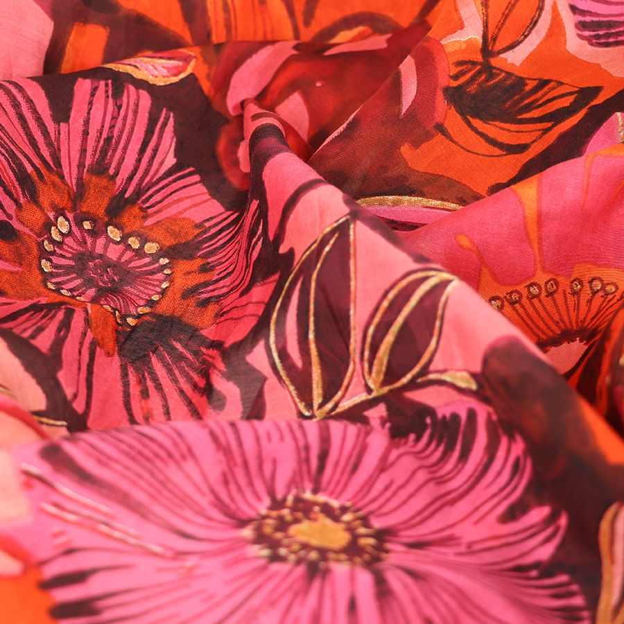 Vibrant Pink & Red Mix Multi Floral Print Kimono