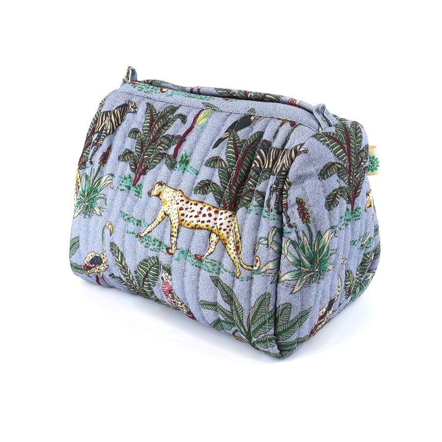Safari Palm Print Quilted Cosmetic Bag