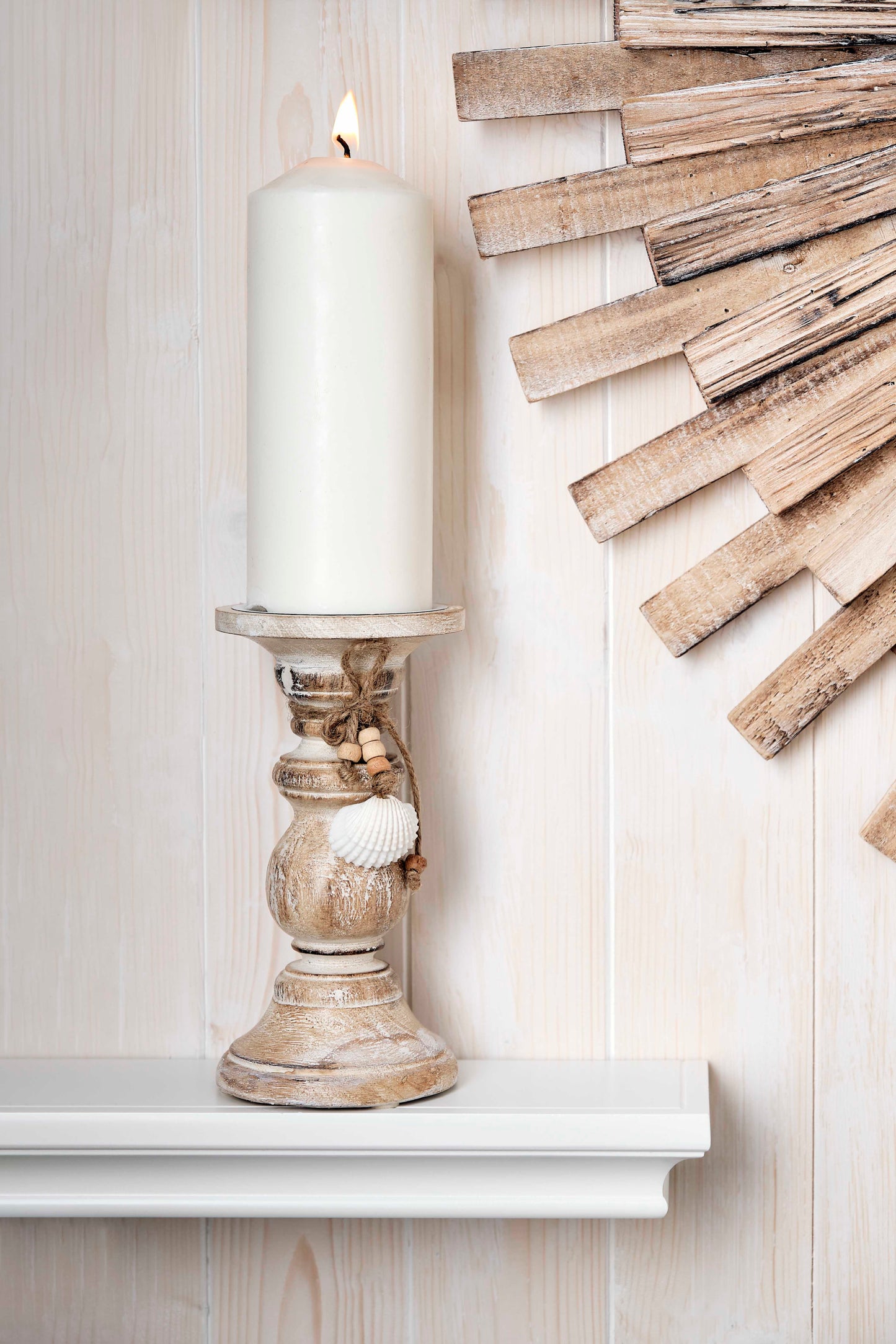 Wooden Shell Candle Holder
