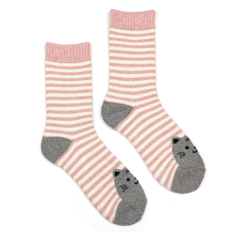 Striped Cat Socks Pink