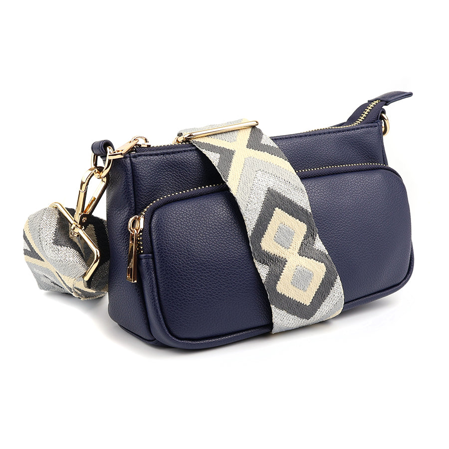 Vegan Leather Crossbody Bag Navy