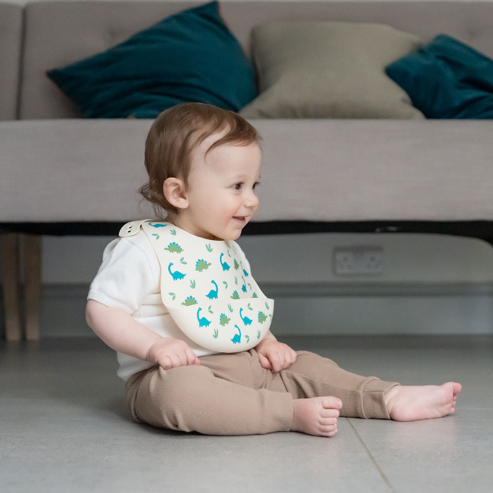 Dinosaur Catch It Silicone Bib