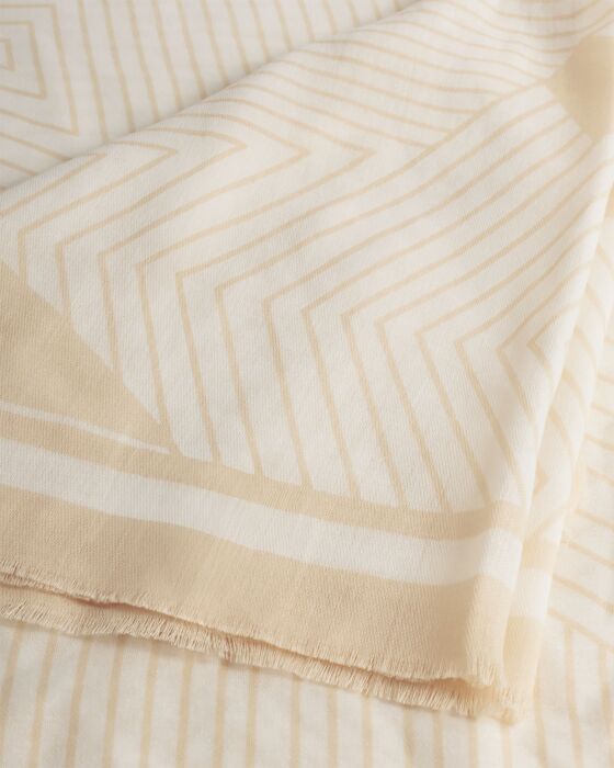 Katie Loxton Geometric Line Print Scarf in Soft Yellow & White
