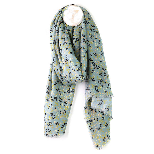 Pale Mint Green Ditsy Print Recycled Scarf