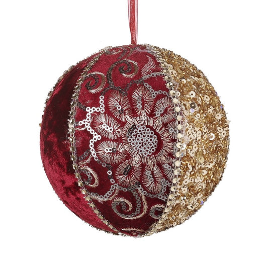 Sequin Bauble in Gold & Burgundy
