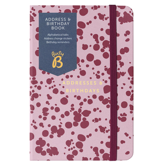 Address & Birthday Book Burgundy Splatter