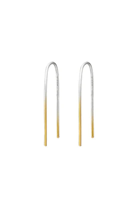 Silver Curve Earrings With Gold Dipped Ends