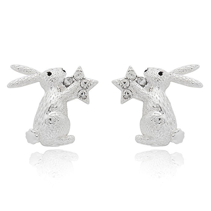 Fox Under The Moon Light In The Dark Bunny Earrings